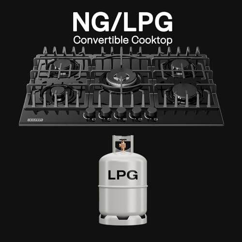 Empava 5-Burner Gas Cooktop in Black Glass