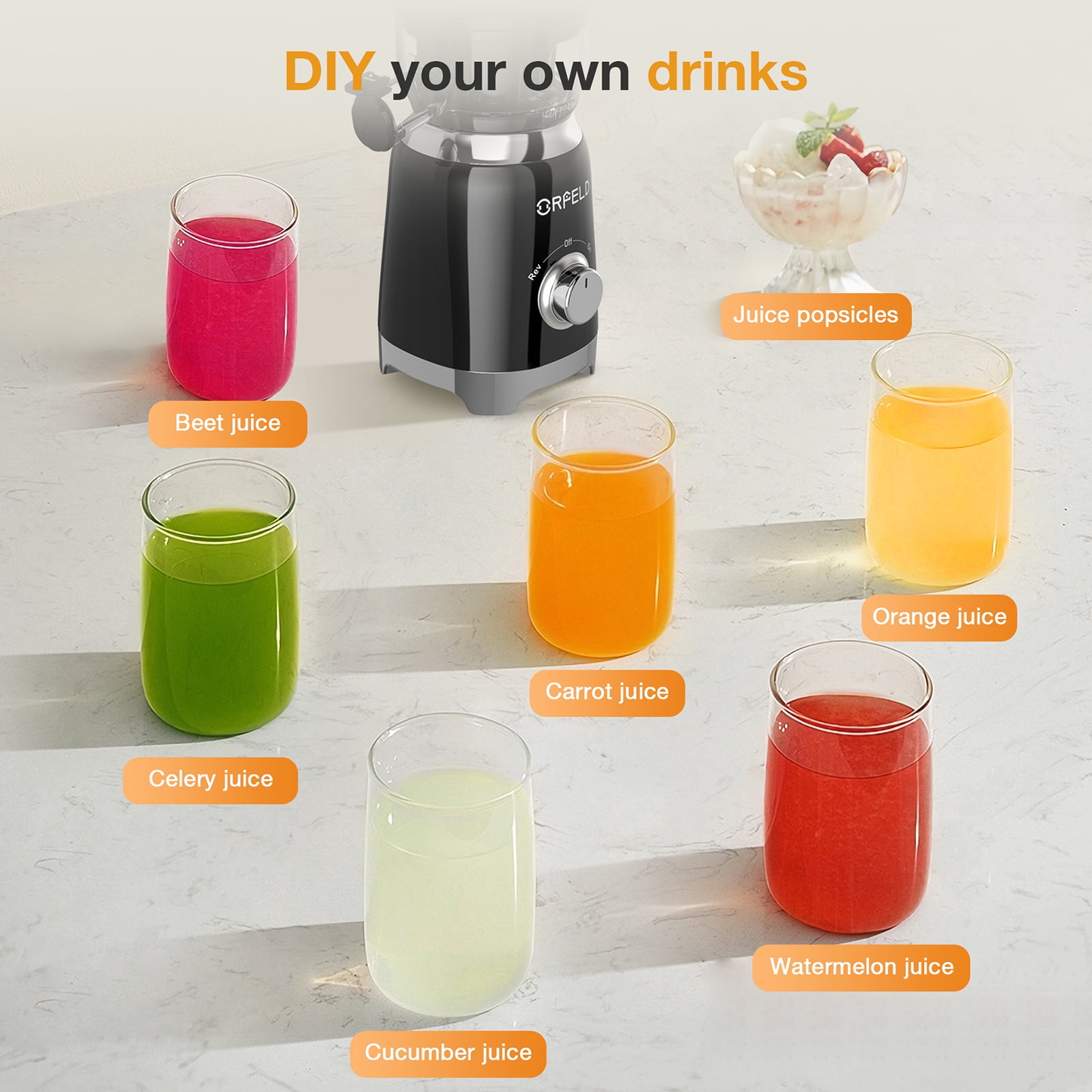 ORFELD Slow Masticating Juicer - Vegetable Fruit Extractor