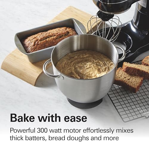 Hamilton Beach 63391 Stand Mixer, Stainless Steel, Black