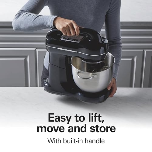 Hamilton Beach 63391 Stand Mixer, Stainless Steel, Black