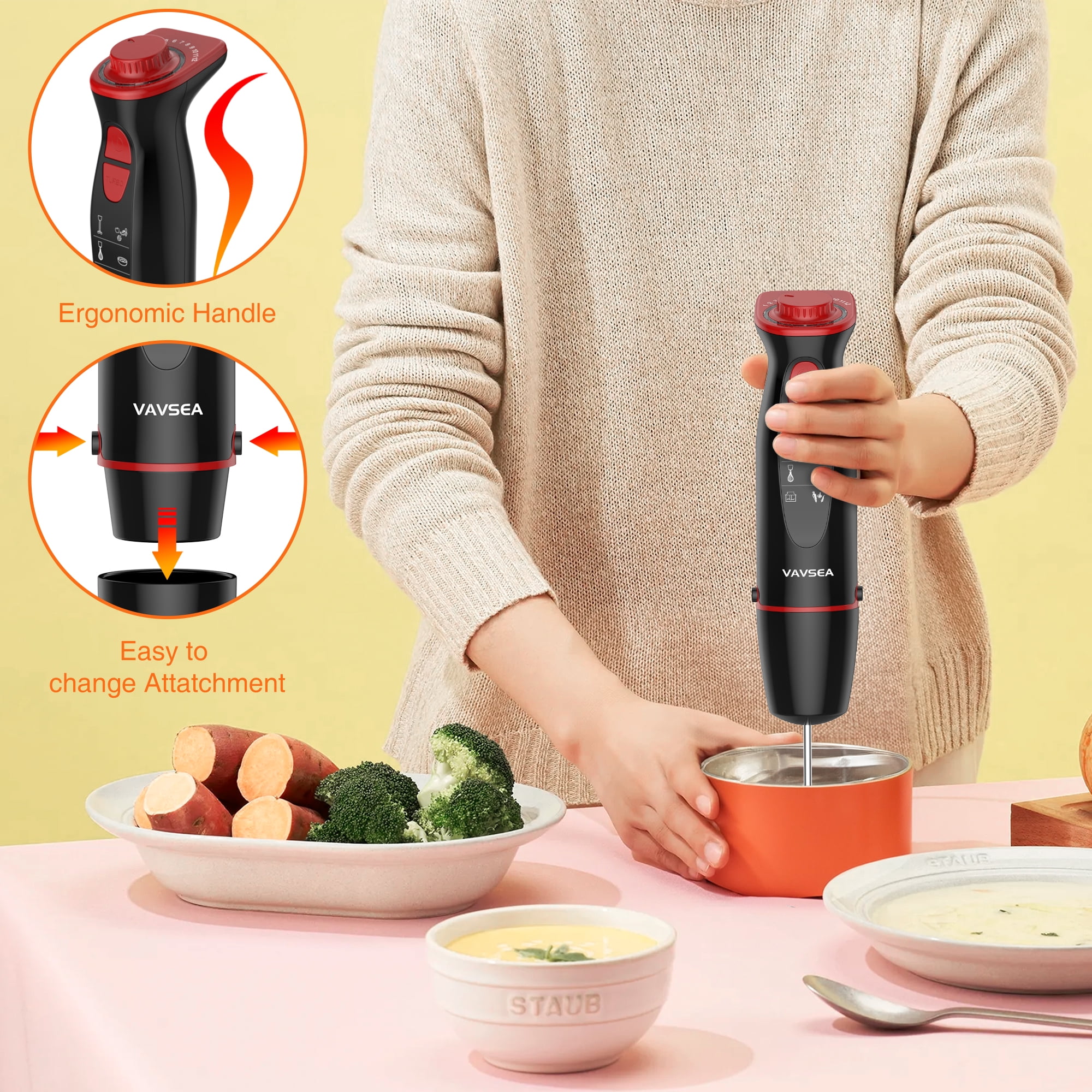 Vavsea 12-Speed Handheld Blender with Accessories