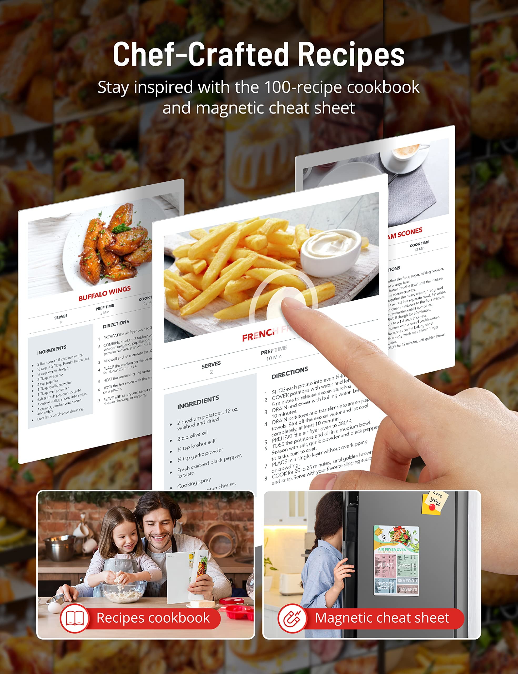 26QT Large Convection Air Fryer Oven with Recipes