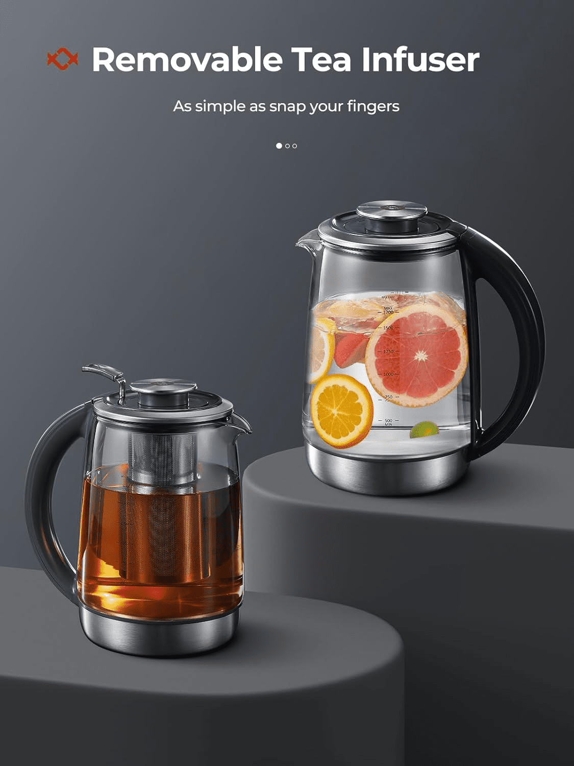 Temperature-Controlled Electric Tea Kettle with Infuser