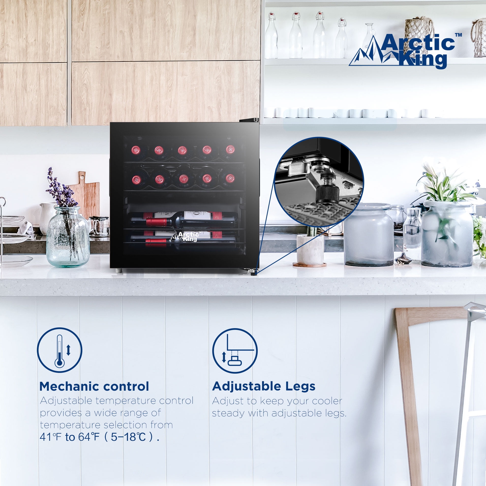 Arctic King 14-Bottle Wine Cooler, Full Glass Door