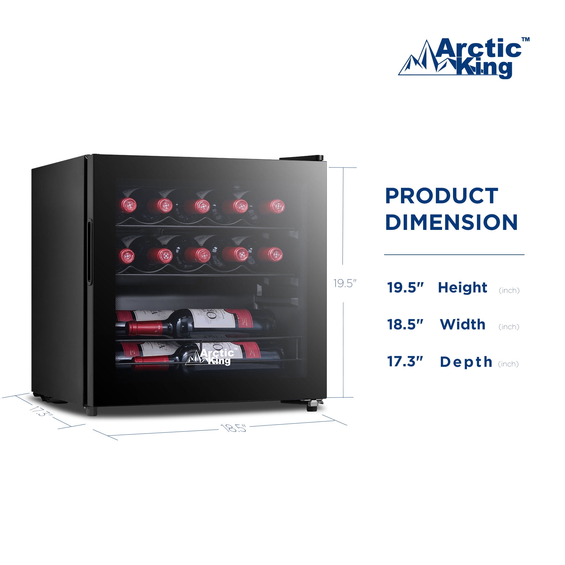 Arctic King 14-Bottle Wine Cooler, Full Glass Door