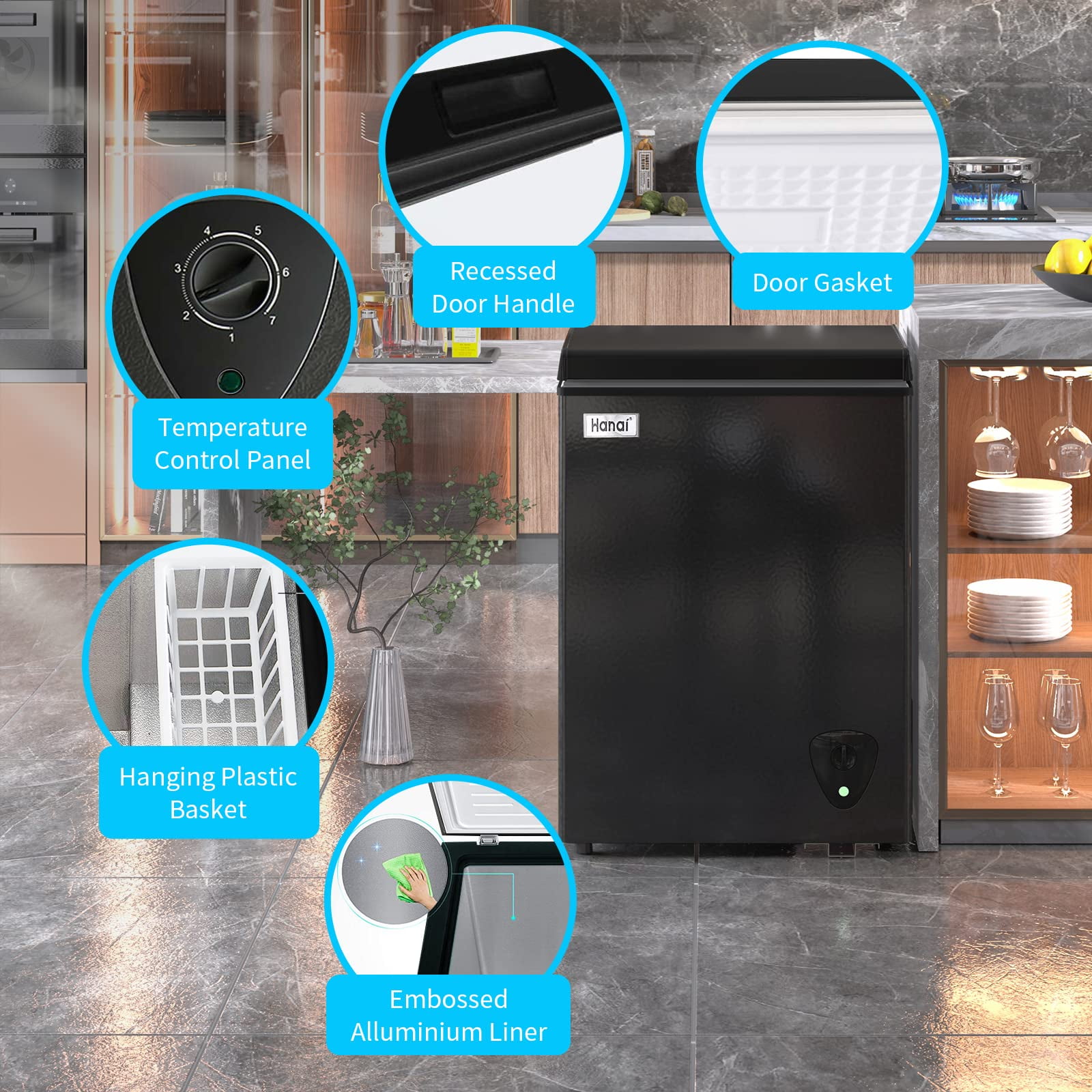 WANAI 3.5 Cu. ft. Top-Opening Chest Freezer