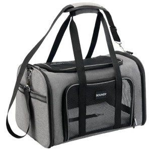 Airline Approved Dog and Cat Carrier, Collapsible, Grey