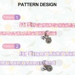 Daisy Pattern Cotton Cat Collar Set with Breakaway Buckle