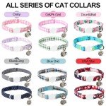 Daisy Pattern Cotton Cat Collar Set with Breakaway Buckle