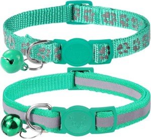 Reflective Cat Collar Set with Bells, Adjustable Size