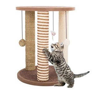 Large Brown Cat Scratching Post with Carpeted Base