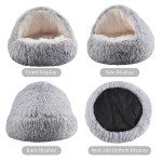Round Plush Hooded Cat Cave Bed, 20" Grey