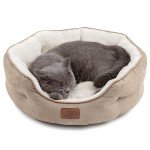 Round Taupe Bed for Small Dogs, Cats - 20