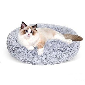 Cgzmlucky Calming Plush Cat Bed for Indoor Pets