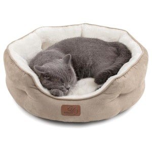 Round Taupe Bed for Small Dogs, Cats - 20