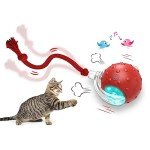 Interactive Chirping Red Cat Toy Ball for Indoor Cats