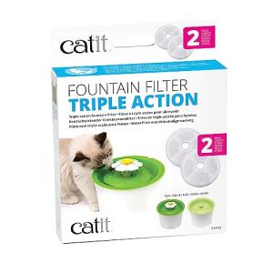 Catit Triple Action Water Fountain Filters, 2 Pack