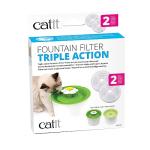 Catit Triple Action Water Fountain Filters, 2 Pack