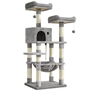 56-Inch Cat Tree Tower with Hammock and Scratching Posts