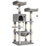 56-Inch Cat Tree Tower with Hammock and Scratching Posts