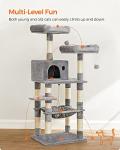 56-Inch Cat Tree Tower with Hammock and Scratching Posts