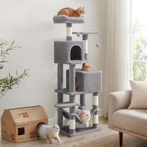 Feandrea 61-Inch Plush Cat Tower with Scratching Posts