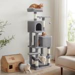 Feandrea 61-Inch Plush Cat Tower with Scratching Posts