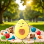 Yellow Avocado Squeaky Chew Toy for Dogs