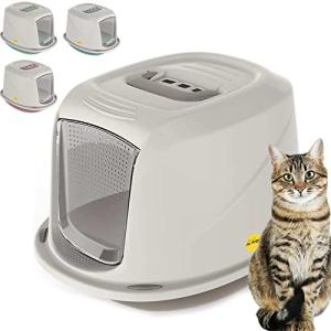 Jumbo Grey Hooded Litter Tray for Cats