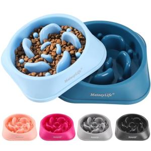 Slow Feeder Dog Bowls - 2 Pack Puzzle Set