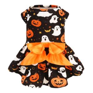 PUPTECK Halloween Dog Dress with Cute Bowtie