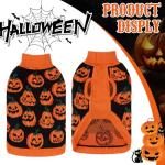 Halloween Pumpkin Dog Sweater with Leash Hole
