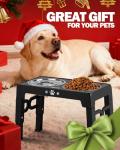 Jovrun Adjustable Elevated Dog Bowls with Steel Dishes