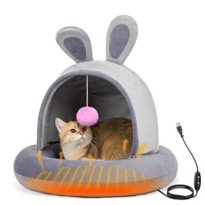 Heated Cat Bed with Adjustable Temperature and Timer