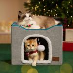 Cozy Large Cat Cave Bed with Scratch Pad