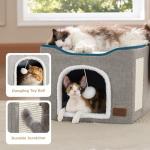 Cozy Large Cat Cave Bed with Scratch Pad