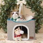 Cozy Large Cat Cave Bed with Scratch Pad