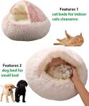 Round Plush Hooded Cat Bed Cave