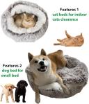 Cozy Round Plush Hooded Cat Bed Cave