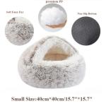 Cozy Round Plush Hooded Cat Bed Cave