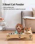 Elevated Cat Food Bowls Set with Wooden Stand
