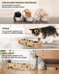 Elevated Cat Food Bowls Set with Wooden Stand