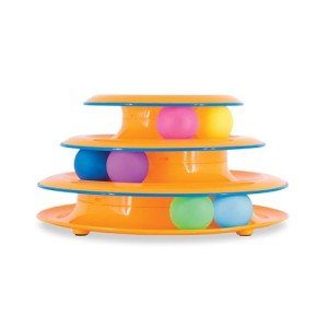 3-Tier Cat Track Toy with Spinning Balls, Orange