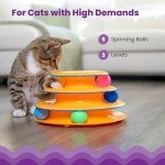 3-Tier Cat Track Toy with Spinning Balls, Orange