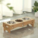 Elevated Cat Food Bowls Set with Wooden Stand