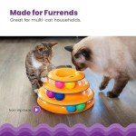 3-Tier Cat Track Toy with Spinning Balls, Orange
