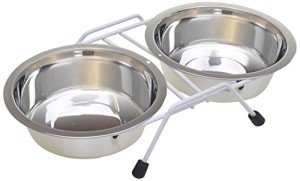 Van Ness Raised Double Dish Feeder for Cats and Dogs