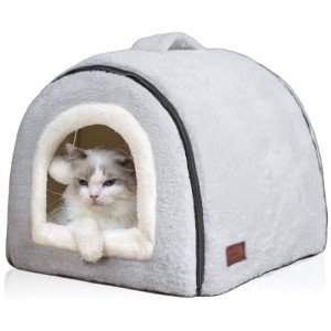 OMIVIER Foldable Cat Bed - Indoor Pet House