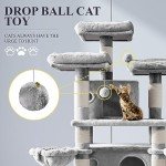 Allewie 68-Inch Multi-Level Cat Tree House - Light Grey
