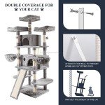 Allewie 68-Inch Multi-Level Cat Tree House - Light Grey
